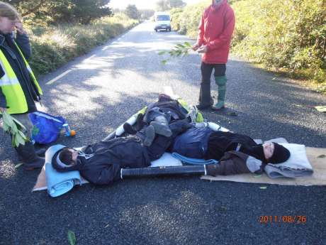 Early Morning arm tube lock on in solidarity with Broome community