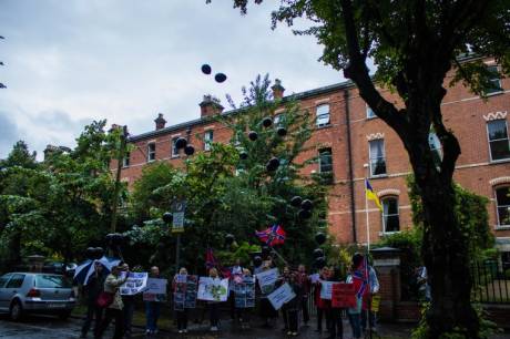 Balloons being released into the air in memory of the victims of the Odessa Massacre