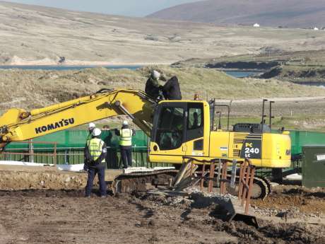 People occupying diggers in Glengad compound.