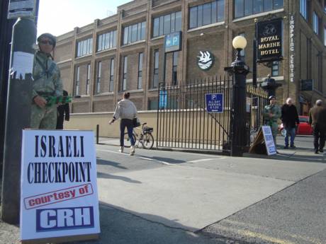 Checkpoint at the gates of the Royal Marine Hotel